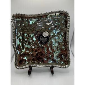 Pampa Bay Titanium Plated Porcelain Square Platter Beaded Rim NWT  11x11"